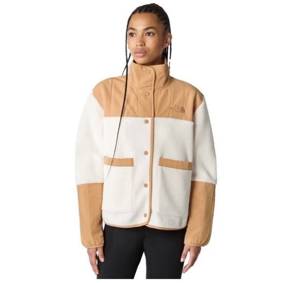 North Face Cragmont Fleece Shacket Large l Almond Butter/Gardenia White - Picture 5 of 5